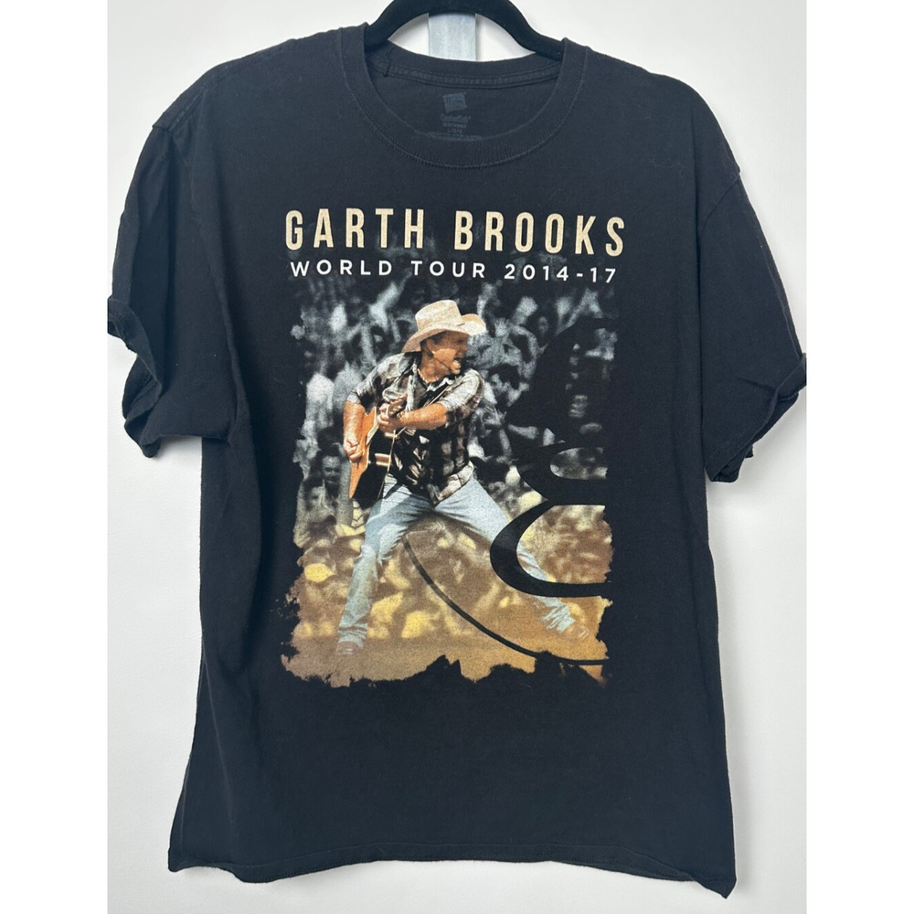 Garth Brooks Shirt Adult Large Black World Tour 2014-16 Double Sided Country C13